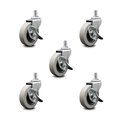 Service Caster 3 Inch Thermoplastic Wheel 7/8 Inch Grip Ring Stem Caster with Brakes, 5PK SCC-GR05S310-TPRS-SLB-71678-5